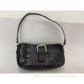 Black Alligator Pattern Half Moon Shaped Handbag